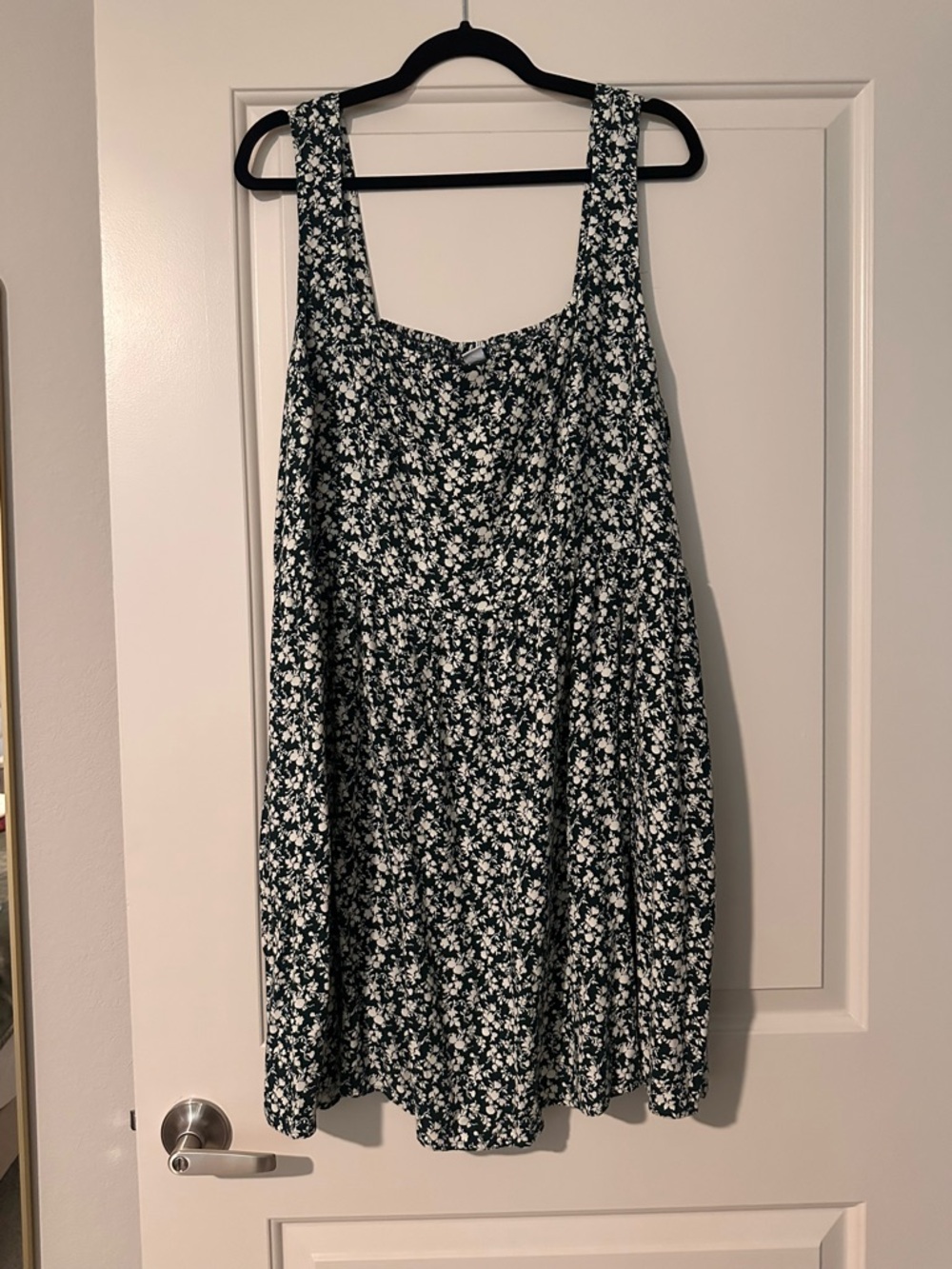 Old Navy Dark Green and White Floral Top